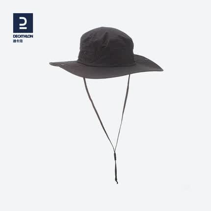 迪卡侬(DECATHLON)帽子男潮夏季钓鱼渔夫帽户外速干透气薄防晒帽防紫外线太阳帽 深黑灰_ 防晒UPF50+ L(60cm)