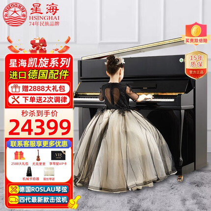 星海钢琴新款全新立式钢琴家用演奏专业教学考级琴K121A 德国进口配置 K-121A-黑色【进出口版】