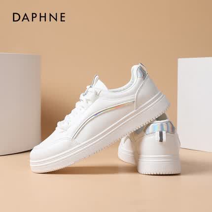 达芙妮（DAPHNE）小白鞋子女2023春夏季薄款平底女鞋新款女鞋休闲鞋透气轻便板鞋女 米银色 36