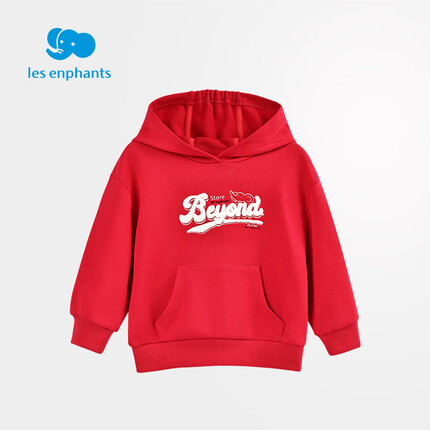 丽婴房男女童卫衣2022新款儿童童装大童连帽上衣字母洋气春秋 红色 120cm/6岁