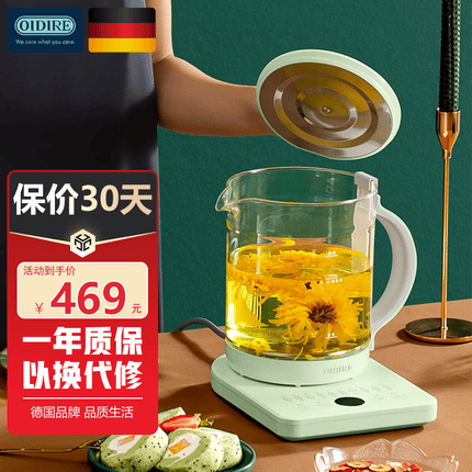 OIDIRE 德国OIDIRE 家用智能防烧干养生壶1.6L大容量多档控温调节电热水壶 宿舍ODI-YSH32 草绿色
