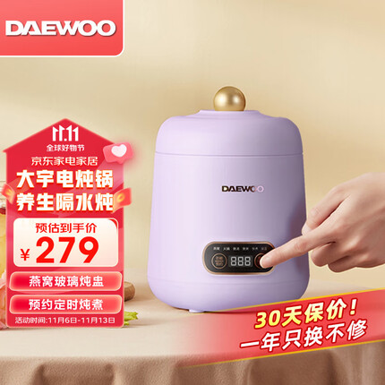 大宇（DAEWOO） 韩国大宇电炖锅隔水燕窝电炖盅迷你宿舍办公室煲汤煮粥锅电煮锅多用途家用电火锅 灰藕紫