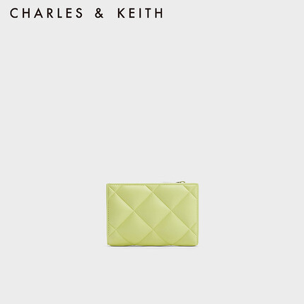 CHARLES&KEITH23秋新品柔软菱格多卡位短款钱包女CK6-50770524-2 Butter黄油色 XXS