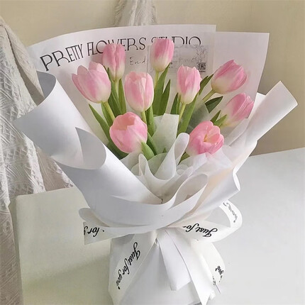 鲜花兴鲜花速递全国同城配送郁金香花束送女友闺蜜老婆爱人生日 9朵粉色郁金香花束 新鲜送达