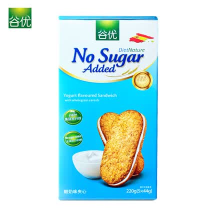 谷优（Gullon）高膳食纤维谷物 饼干（酸奶夹心饼干） 进口零食 下午茶 220g