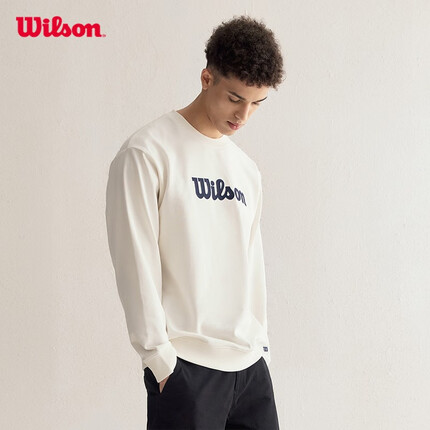 Wilson威尔胜官方套头卫衣春季新款圆领多色情侣款运动卫衣 雪白色-W11U141201WIVA 170/92A/S