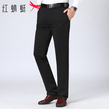 红蜻蜓(RED DRAGONFLY)休闲裤男商务时尚百搭正装西装裤弹力直筒长裤子 黑色 36