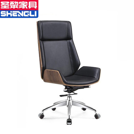 圣黎办公家具洽谈椅会议椅老板椅接待椅 胡桃木纹（高背转椅）