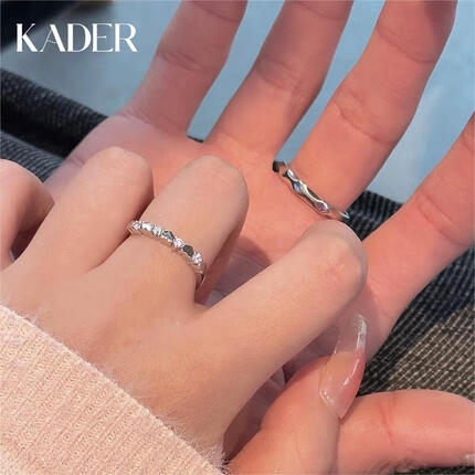 卡蒂罗（KADER）真爱加冕情侣戒指一对925银男女活口结婚对戒生日礼物送女友