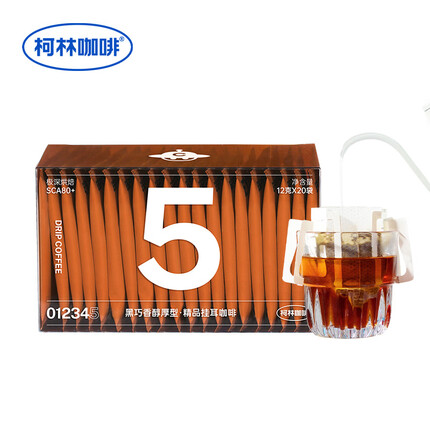 柯林咖啡 数字精品挂耳咖啡 手冲滤泡式黑咖啡粉 5号法式特醇12g*20袋