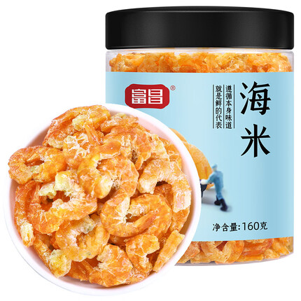 富昌 虾仁干 金钩海米160g 淡干虾仁 虾干海鲜特产 虾米火锅煲汤食材