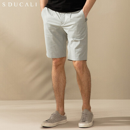 杜卡利S.DUCALI 春夏棉氨高密度弹力面料休闲短裤弹力休闲短裤男 河滨蓝 180/92A/52
