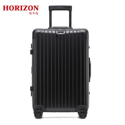 HORIZON地平线铝镁合金旅行箱男拉杆箱女行李箱黑色银色登杨箱20英寸 黑色 20寸登机箱