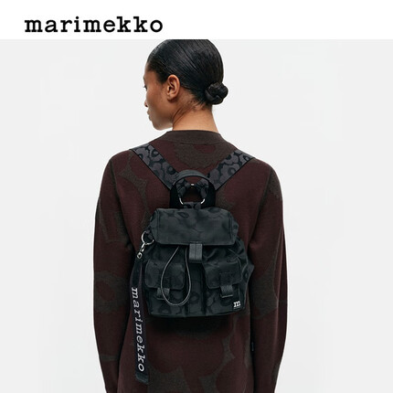 marimekko Unikko游霓可印花 双肩背包 棉本色，黑色 玛莉美歌
