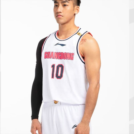 李宁CBA球衣篮球服广东宏远11冠比赛上衣背心 443-1印10号赵睿 白 XL