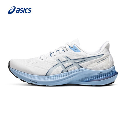 亚瑟士男鞋舒适透气跑鞋稳定跑步鞋支撑耐磨运动鞋 GT-2000 12 白色/蓝色 39 ASICS