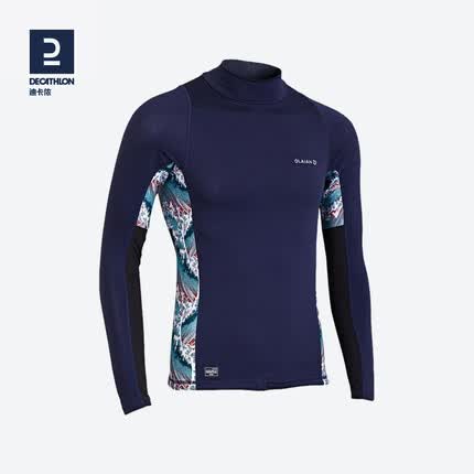 迪卡侬(DECATHLON)单件潜水服男温泉水母衣服潜水泳衣服防晒泳衣冲浪服弹性sbt 深藏青色浪花(单件)(新老款随机发货) L