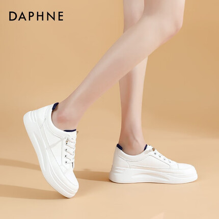 达芙妮（DAPHNE）小白鞋女新款女鞋春夏季百搭浅口休闲小白鞋一脚蹬板鞋女ins 白深蓝 35