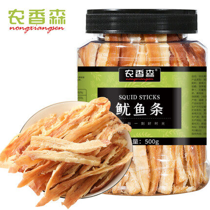 农香森 碳烤鱿鱼条原味500g干货手撕鱿鱼丝零食即食网红孕妇小吃解馋海鲜海味熟食