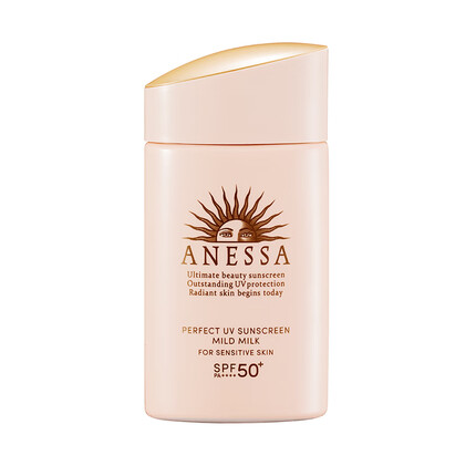 安热沙（Anessa）防晒霜女粉金瓶亲肤型防晒乳60ml（SPF50+ )敏感肌安耐晒防晒霜