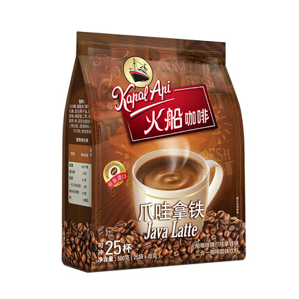 火船 印尼进口 爪哇拿铁500g（20g/包×25包）三合一速溶咖啡