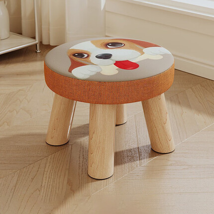 全品屋小凳子家用矮凳创意软座沙发凳圆敦凳板凳客厅门口换鞋凳坐凳 小狗 圆凳