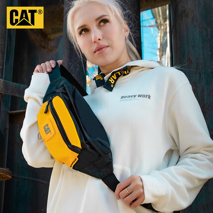 CAT卡特腰包男胸包健身斜挎包骑行潮小包单肩包背部口袋礼物黄 84577