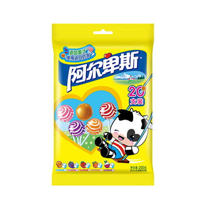 阿尔卑斯棒棒糖 零食糖果 经典混合口味硬糖200g 20支/袋 