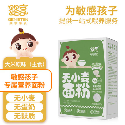 婴享儿童主食面粉饺子粉无小麦无麸质含婴儿宝宝辅食谱大米原味505g