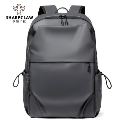 萨帕卡拉品牌双肩包男休闲时尚背包大容量书包大学生男士包包 灰色 长30*宽16*高41cm SHARPCLAW