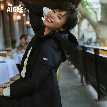 艾高明星同款2023秋新品MTD防风防雨透汽鱼尾夹克女士外套 黑色 AR867 38(165/88A)