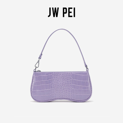 JW PEI腋下包单肩包小众法棍新款ins超火 女士包包20402EVA 紫色鳄鱼纹