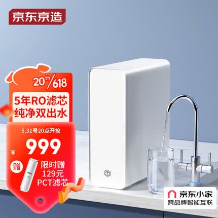 京东京造 600G净水器 家用净水机 直饮机 过滤器厨下式 5年RO反渗透滤芯 1.56L/min大流量 新一级水效