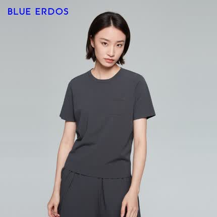 BLUE ERDOS女装春夏修身T恤简约舒适纯色短袖女 深绿 160/80A/S
