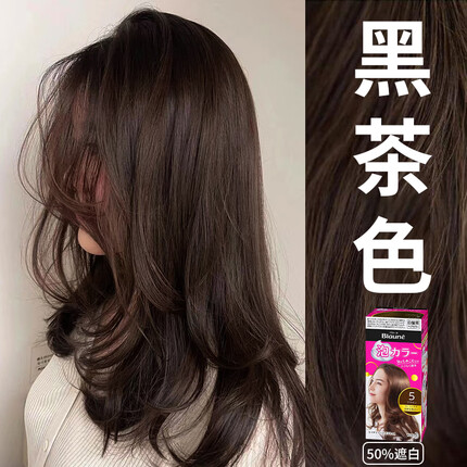 花王 （KAO）日本泡沫染发剂黑茶色遮白发blaune泡泡植物原装进口盖白发染发膏 黑茶色