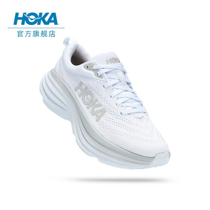 HOKA ONE ONE女款邦代8公路跑鞋Bondi 8轻盈缓震回弹舒适透气 白色/白色(建议拍大半码) 36.5/225mm