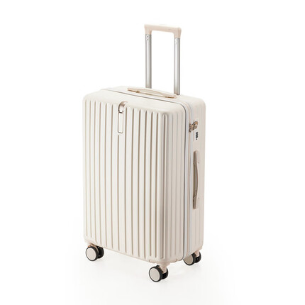 旅行大师 轻便行李箱拉链学生拉杆箱万向轮大容量旅行箱男网红密码登机箱 米白【ABS+PC款】 26英寸