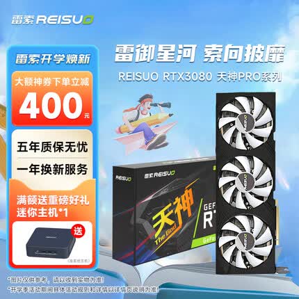 雷索 RTX3070/3070Ti 8G/3080 10G G6x全新电脑游戏设计台式机光追独立显卡 RTX3080 10G天神PRO-G6x