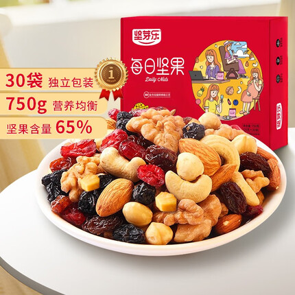 坚芽乐 每日坚果 混合干果端午礼盒装30袋腰果孕妇休闲零食零食大礼包 30日装750g【全球甄选好果子】