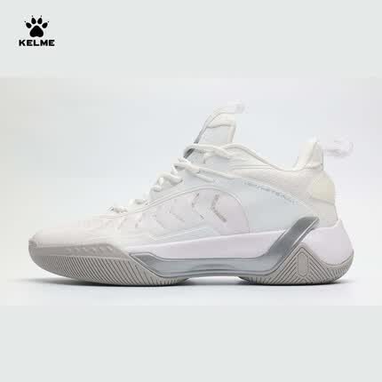 卡尔美（KELME）篮球鞋男防滑缓震透气舒适比赛训练运动鞋 白色 43