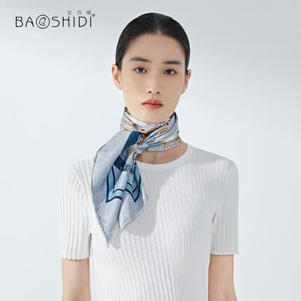 宝石蝶真丝丝巾杭州丝绸桑蚕丝双面围巾女生日礼物女礼品礼盒/巴塞奇遇3