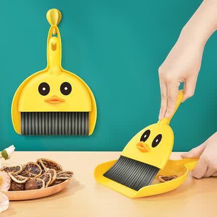 艺姿 小黄鸭迷你桌面扫把簸箕套装 桌面清洁垃小扫帚 YZ-S133