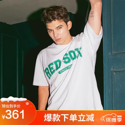 MLB学院风运动T恤夏季3ATSV0633-43WHS-L/米白色