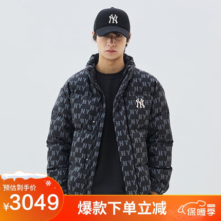 MLB羽绒服男女情侣短款保暖羽绒服复古老花冬季3ADJM0236-50BKS-M
