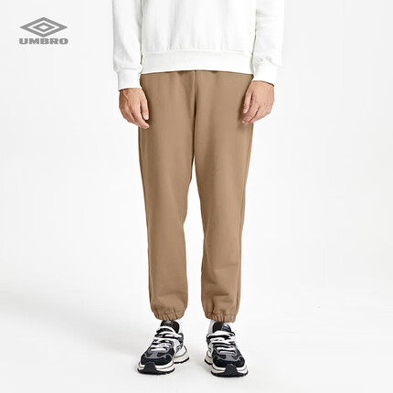 茵宝（Umbro）男女同款休闲长裤冬季宽松保暖加绒束脚收口运动裤 马鹿棕 XL