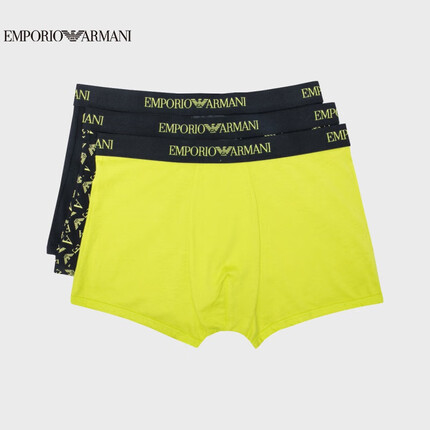 阿玛尼EMPORIO ARMANI男装23秋冬EAU男士全棉松紧腰平角内裤(三条装)