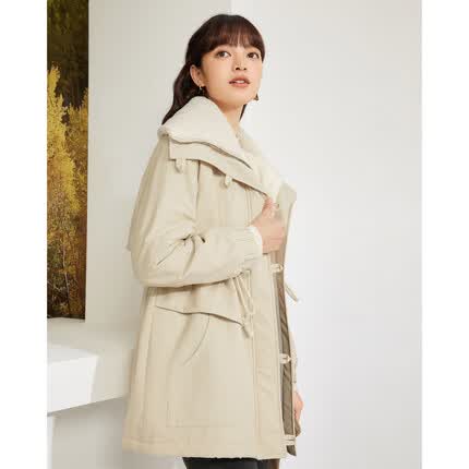 IEF风衣2023秋冬新款中长款工装外套女甜美长袖宽松4721A-B56929-B 杏杏 F