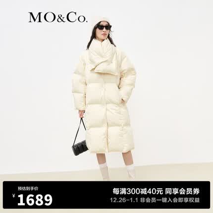 MO&Co.冬季独立围脖长款宽松羽绒服外套MBB4EIN018 米白色-第1批 M/165