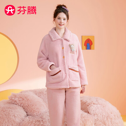 芬腾睡衣女士冬季休闲卡通少女风暖绒厚实家居服套装Q9984740716