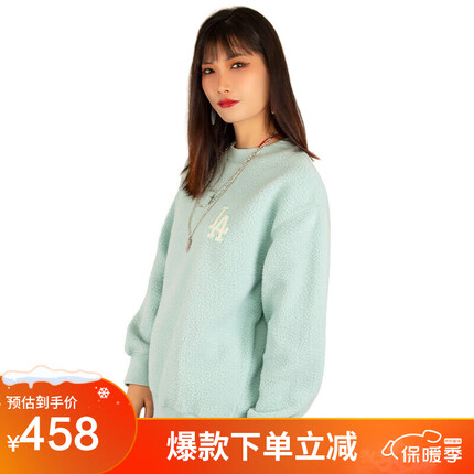 MLB卫衣男女套头加绒印花卫衣春秋休闲外套3AMTB0726-07BLL-S/浅蓝色